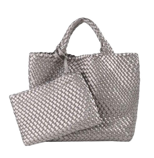 BOLSO ZOE MEDIANO TEJIDO PLATA