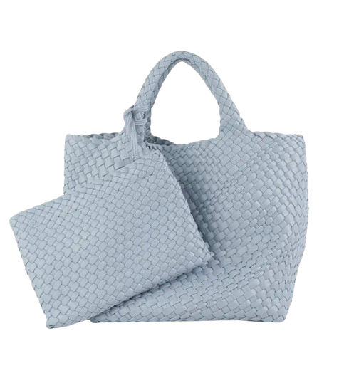 LIGHT BLUE WOVEN MEDIUM ZOE BAG