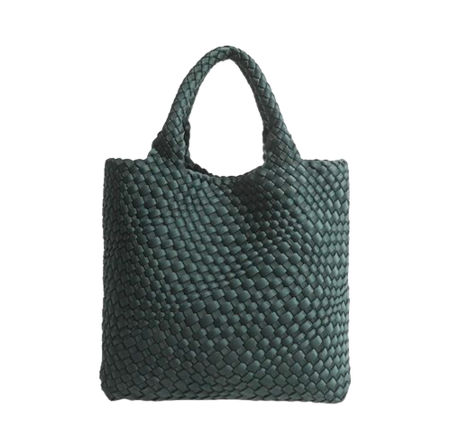 ZOE BAG LARGE WOVEN PETROL GREEN