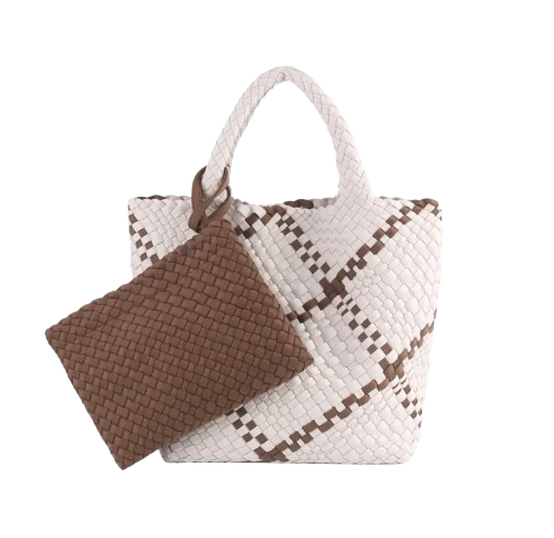 ZOE BAG MEDIUM INTRECCIATA CREAM&BROWN